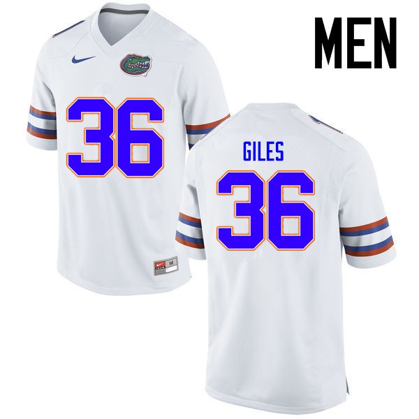 Florida Gators Men #36 Eddie Giles College Football Jerseys White